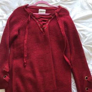 Lace up sweater